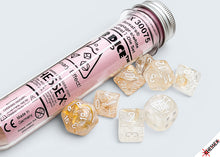 Load image into Gallery viewer, Lab Dice: Borealis Champagne/white Polyhedral 7-Dice Set (with bonus die)