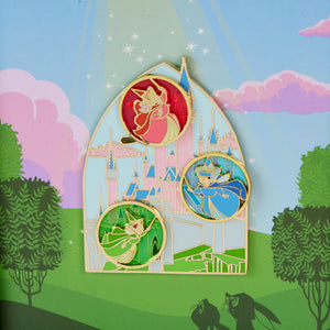Disney Sleeping Beauty Aurora Castle With Fairies Moving 3" Pin
