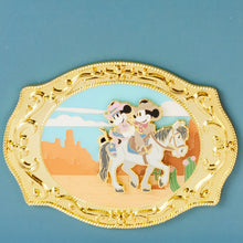 Load image into Gallery viewer, Disney Western Mickey &amp; Minnie Belt Buckle 3&quot; Collector Box Pin