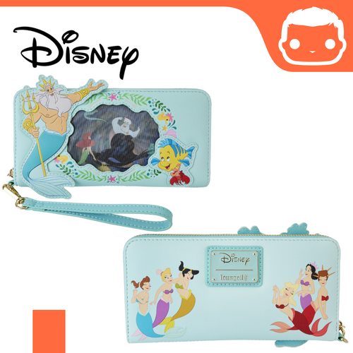 Disney Ariel The Little Mermaid Princess Lenticular Zip Around Wallet
